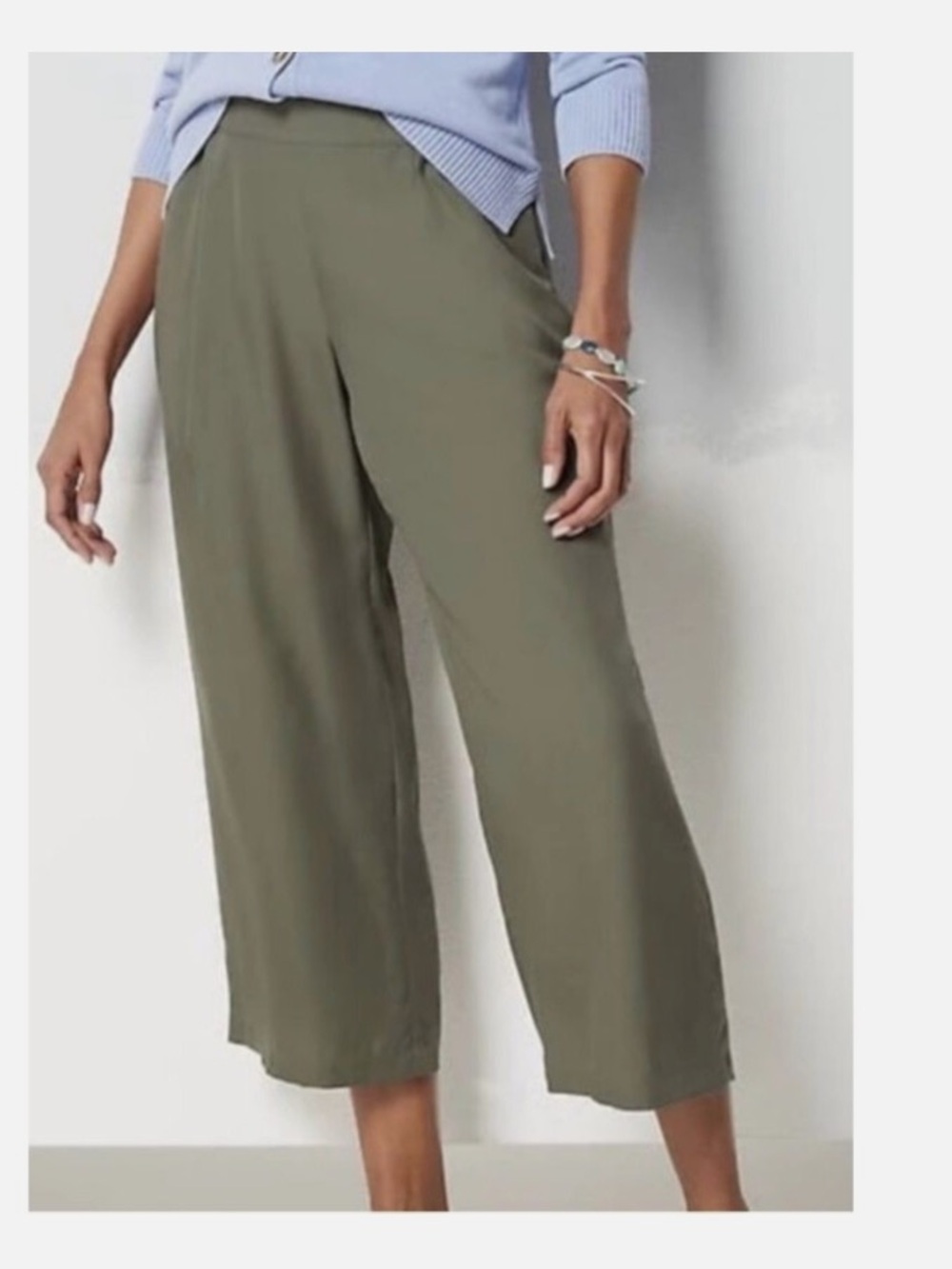 J Jill Olive Wide-Leg Cropped Pants